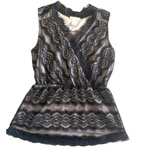 Pretty Good Black Lace Tank Top Shirt Size Large